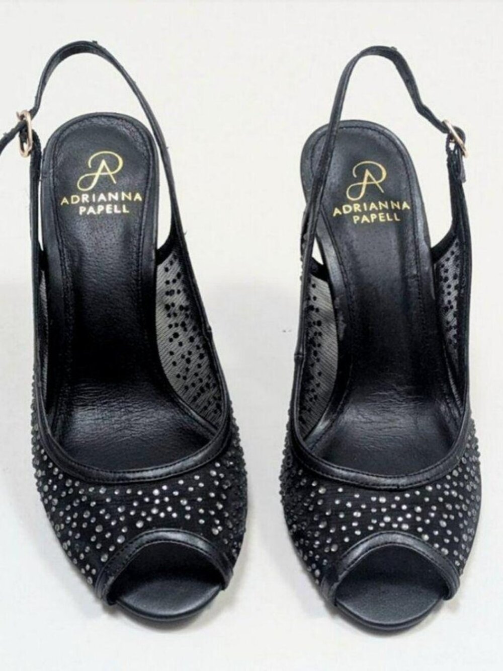 Adrianna Papell Black Rhinestone Crystal Heels Size 8